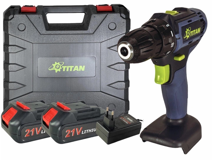 Дриль-шурупокрут TITAN BDS21-CORE SET 2×5 А·год
